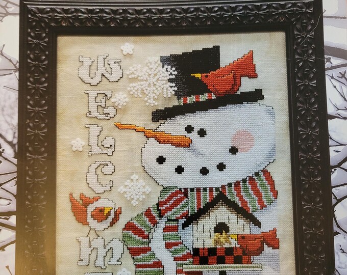 Stoney Creek Snowman & Friends Welcome Cross Stitch Pattern. Free Shipping. Good Condition.
