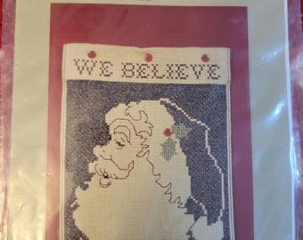 Stitches from the Heartland We Believe Banner Cross Stitch Pattern. FREE SHIPPING.