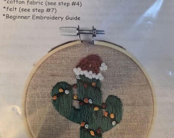 Thread Unraveled Santa Cactus Ornament Embroidery Kit. FREE SHIPPING. New Condition.