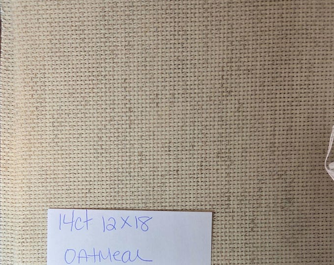 14ct 12"x18" Aida Cloth Oatmeal. Preowned and Repackaged. FREE SHIPPING.