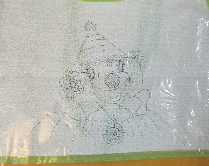 Needleart Two Bibs Clowns. FREE SHIPPING. Older Condition.