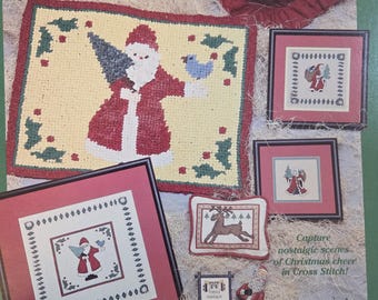 Antique Santas Cross Stitch Pattern. FREE SHIPPING. Used Condition.