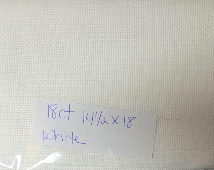18ct 14.5"x18" White Aida Cloth. Preowned and Repackaged. FREE SHIPPING.