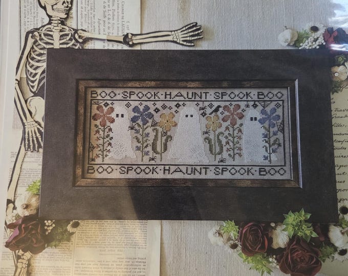 Hello Boo Spook Haunt Cross Stitch Pattern. FREE SHIPPING. Used Condition