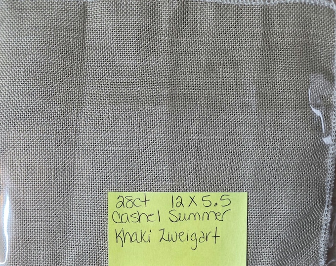28ct 12"x5.5" Cashel Summer Khaki Zweigert Linen.FREE SHIPPING.