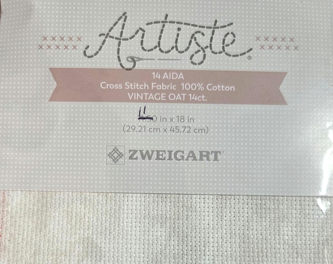 14ct Zweigart Artiste Aida 11"x18" Vintage Oat. FREE SHIPPING.