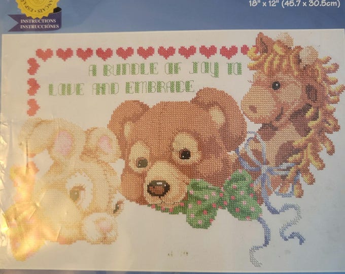 Janlynn Bundle of Joy Stamped Cross Stitch Kit. FREE SHIPPING. Good Condition.