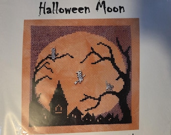 Handblessings Halloween Moon Cross Stitch Pattern embellishments included. FREE SHIPPING. Good Condition.