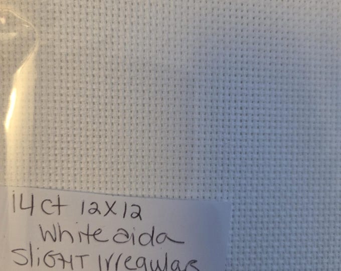 Aida Cloth 14ct 12"x12" White Slight Irregulars. FREE SHIPPING.