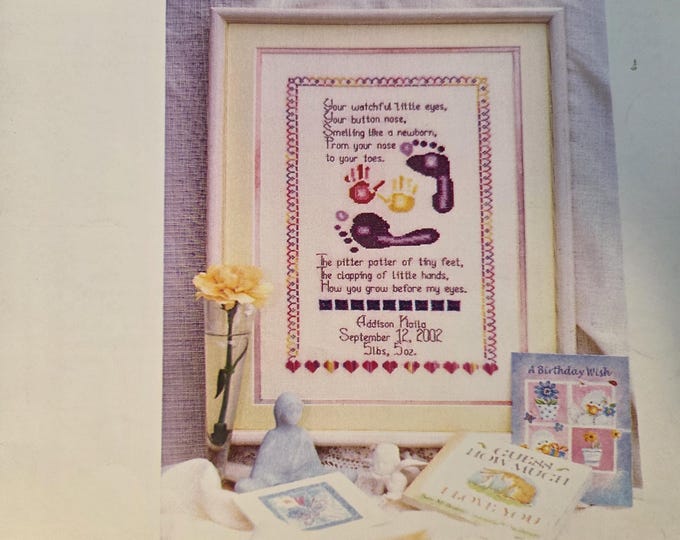 Marnic Designs Tiny Hands & Little Feet Cross Stitch Pattern. FREE SHIPPING. Used Condition.