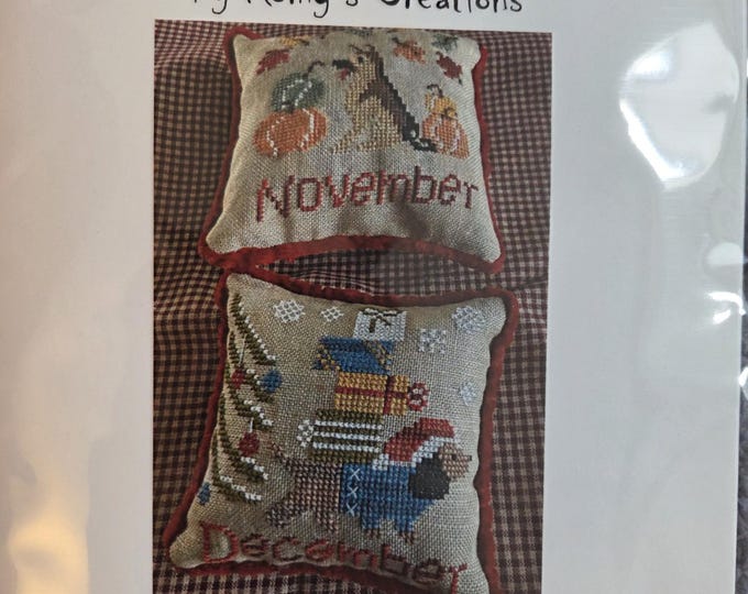 Romys Creation Dogs of the Month November/December Cross Stitch Pattern. FREE SHIPPING. Good Condition