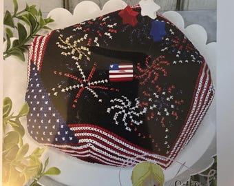 Little Stitch Girl Stars & Stripes Biscornu Cross Stitch Pattern. FREE SHIPPING. Good Condition