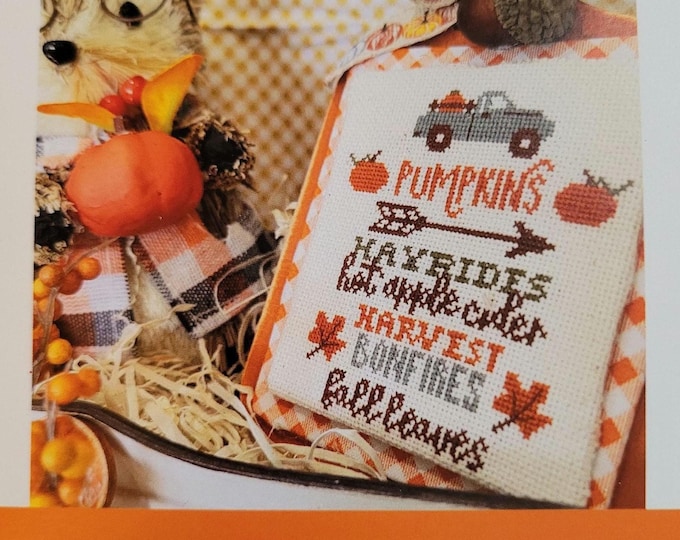 Anabellas Autumn Pumpkins and Hayrides Cross Stitch Pattern. Free Shipping. Good Condition.