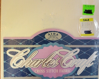 Charles Craft 18ct 12"x18" aida cloth white. FREE SHIPPING.
