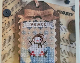 Annie Beez Peaceful Snowman Cross Stitch Pattern. FREE SHIPPING. Good Condition