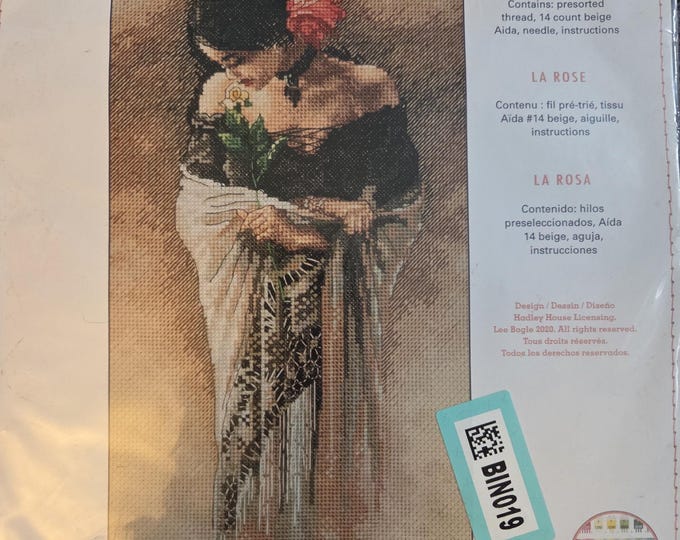 Dimensions Woman with Rose Counted Cross Stitch Kit. FREE SHIPPING. Good Condition.