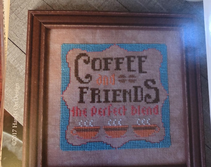 Hands on Designs Coffee & Friends Cross Stitch Pattern. Free Shipping. Used Condition. Writing on chart.