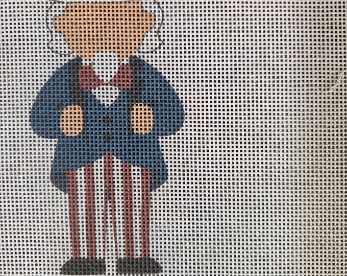 IN STOCK Uncle Sam Needlepoint Canvas 5"x3"  finished size #18 mesh. Free Shipping. Unfinished canvas. Moore Stitching Design