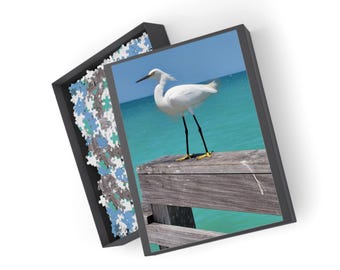 Egret Waters Edge Jigsaw Puzzle | Coastal Bird Art (1000 Pieces)