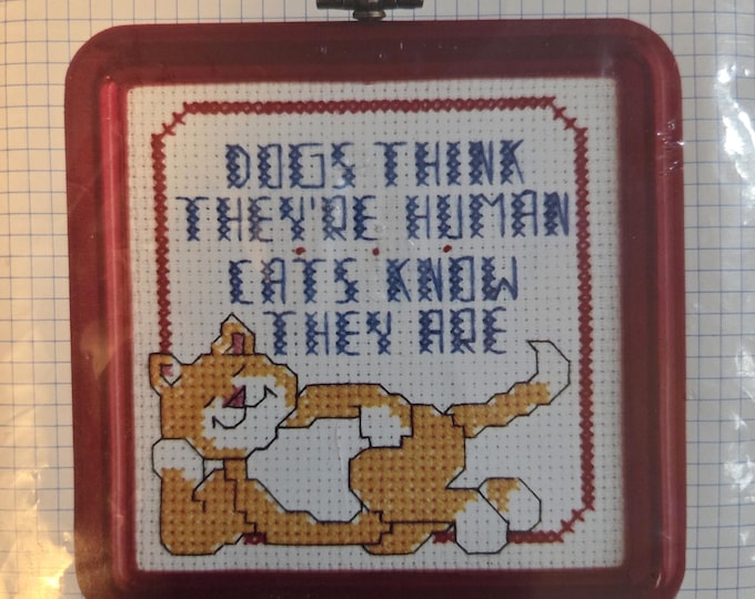 Stitchables WiseGuys Dogs Think They're Human Cats Know They Are Counted CrossStitch Kit. FREE SHIPPING. Older packaging.