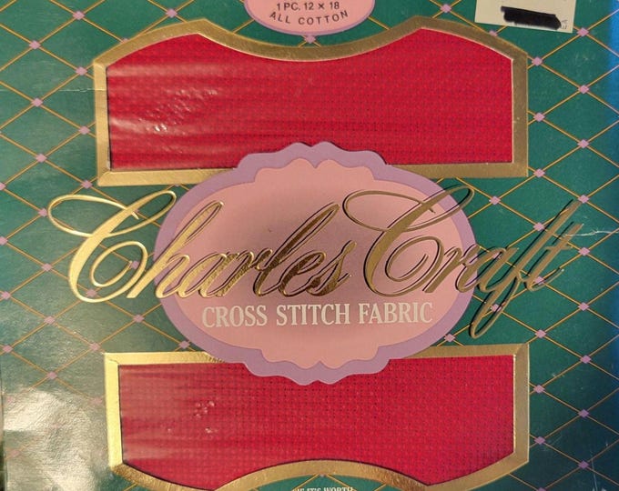 Charles Craft 14ct 12"x18" aida cloth red. FREE SHIPPING. Older packaging.