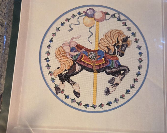 Elsa Williams Carousel Prancer Counted Cross Stitch Kit. FREE SHIPPING. Good Condition.