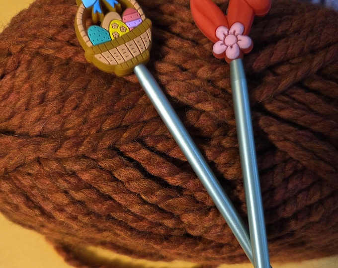 Easter Basket and Red Ears Knitting Needle Point Savers and Stitch Holders So Stitches Don't Slip Off Needles. Set of 2. Free Shipping.