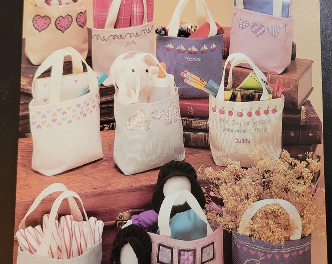 Jean Parish Needleworks Lil Totes Cross Stitch Pattern. Free Shipping. Used Condition. Tote Bags avail addtl purchase while supplies last.