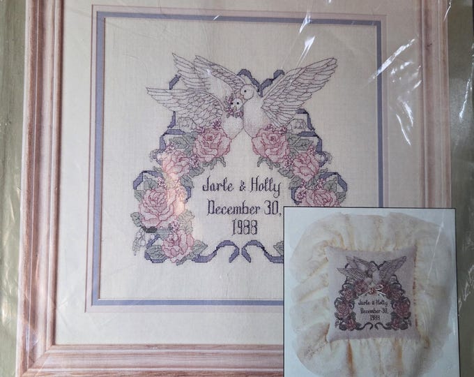 Candamar Something Special Dove and Roses Wedding Counted Cross Stitch Kit. FREE SHIPPING. Older Condition Opened, Used and Retaped.