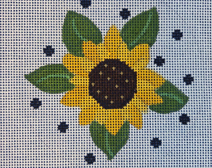 Sunflower 18 Mesh Needlepoint Canvas Finished Size 4" Round . Preowned Condition. Free Shipping.