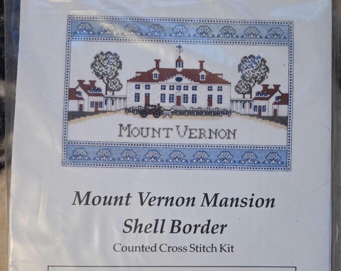 Posy Collection Mount Vernon Mansion Shell Border Cross Stitch Kit. Preowned Good Condition. Free Shipping.
