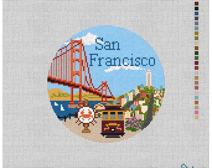 San Francisco Needlepoint Canvas. 18 Mesh 5" Round. New Condition. Free Shipping.