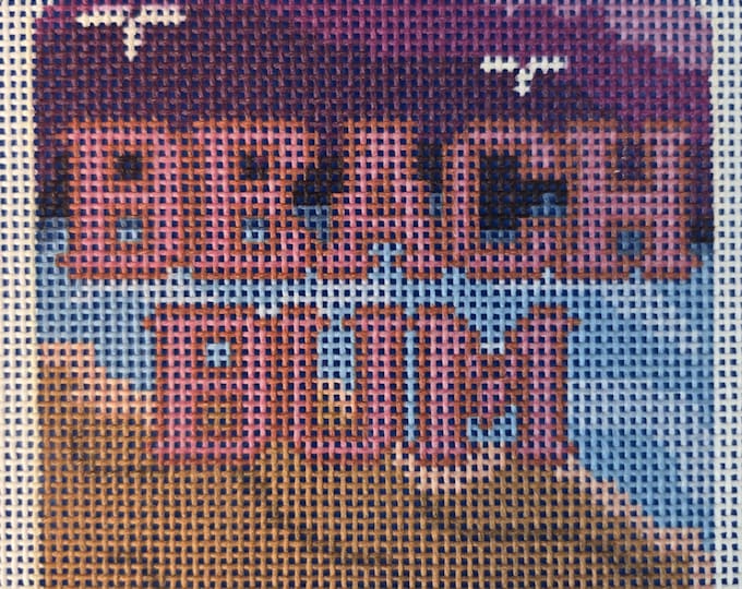 Beach Bum 18 Mesh Needlepoint Canvas Finished Size 4" New Condition. Free Shipping.