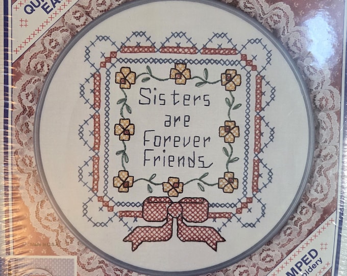 New Berlin Sisters Are Forever Friends Stamped Cross Stitch Kit. FREE SHIPPING. Preowned Older Condition.