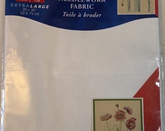 14ct 20"x30" DMC White Aida. Preowned Condition. FREE SHIPPING.