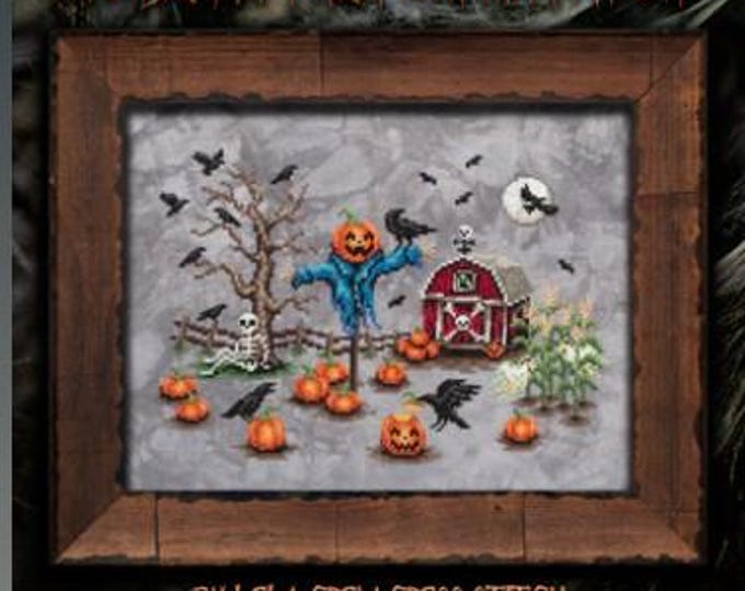 Lola Crow Murder in the Pumpkin Patch Cross Stitch Pattern. 144wx104h New.  Free Shipping.