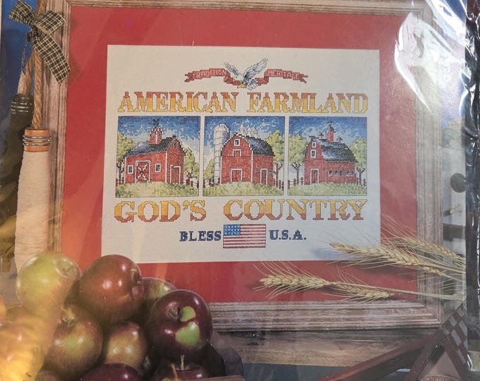 American Farmland Counted Cross Stitch Kit. FREE SHIPPING. Good Condition.