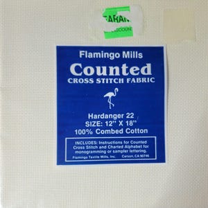 Flamingo Mills Hardanger Cloth 22ct 12&quot;x18&quot; off white. FREE SHIPPING.