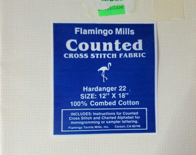Flamingo Mills Hardanger Cloth 22ct 12"x18" off white. FREE SHIPPING.