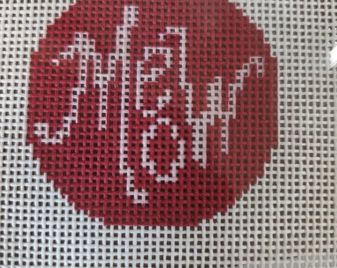 Meow 1.75" round Needlepoint Canvas. FREE SHIPPING. New Condition. Great for Beginners.