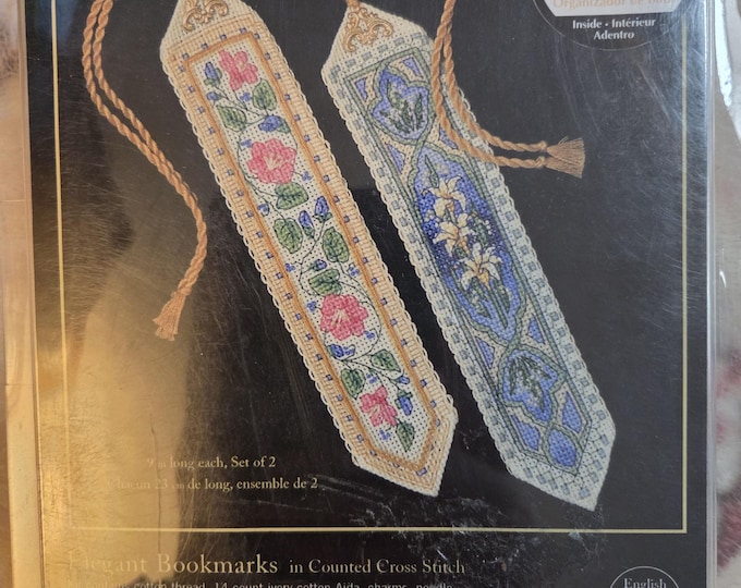 Dimensions Gold Petites Elegant Bookmarks Cross Stitch Kit. FREE SHIPPING. Preowned Older Condition.