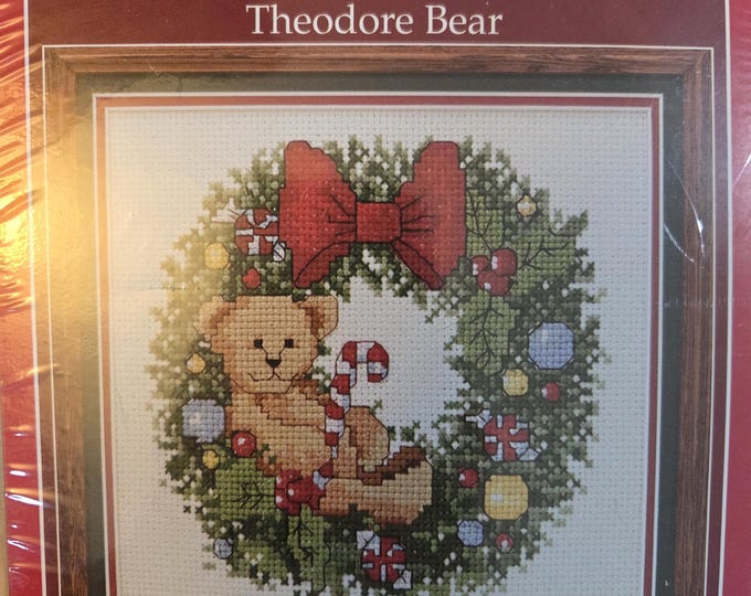 Holiday Time Christmas Traditions Theodore Bear Cross Stitch Kit. FREE SHIPPING. Preowned Condition.