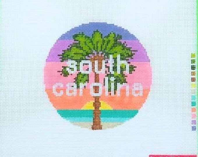 South Carolina 4inch Round 18 Mesh Needlepoint Canvas. FREE SHIPPING. New Condition. Lucky Lotus Designs