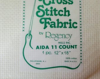 Aida Cloth 11 ct 12"x18" white. FREE SHIPPING.