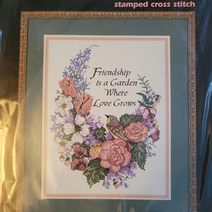 Dimensions Friendship is a Garden Stamped Cross Stitch Kit. FREE