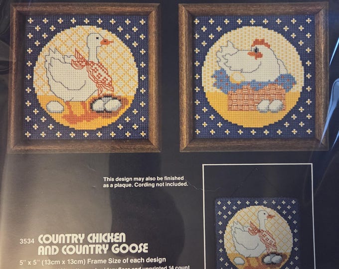 Dimensions Country Chicken and Country Goose Counted Cross Stitch Kit. FREE SHIPPING. Repackaged in a polybag.