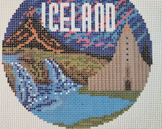 Iceland Needlepoint Canvas. 18 Mesh 5" Round. New Condition. Free Shipping.