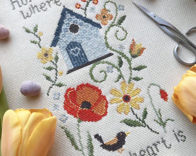 Home Is Where The Heart Is Counted Cross Stitch Kit. FREE SHIPPING. New Condition.