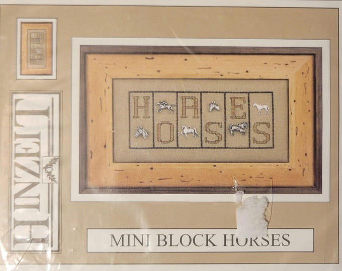 Hinzeit Mini Block Horses Cross Stitch Pattern. Embellishments not included. FREE SHIPPING.