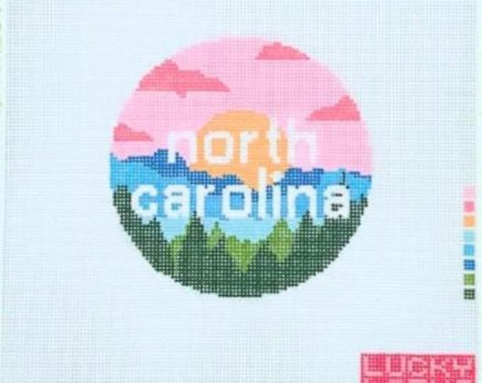 PREORDER North Carolina 4inch Round 18 Mesh Needlepoint Canvas. FREE SHIPPING. New Condition. Lucky Lotus Designs